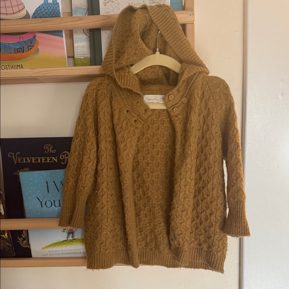 Rylee + Cru Mustard Cable Knit Cardigan